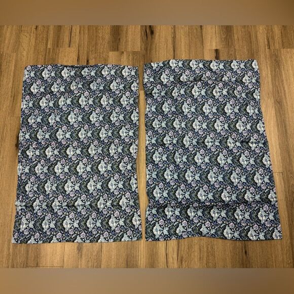 Anthropologie Blue Floral Patterned King Pillow Cases Set of 2 - Picture 3 of 4